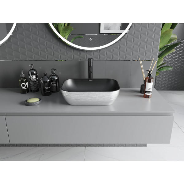 Умивальник (раковина) MEXEN RITA SILVER BRUSHED BLACK MATT накладний