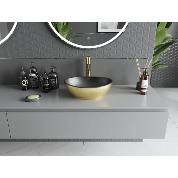 Умивальник (раковина) MEXEN ELZA BRUSHED GOLD BLACK MATT накладний
