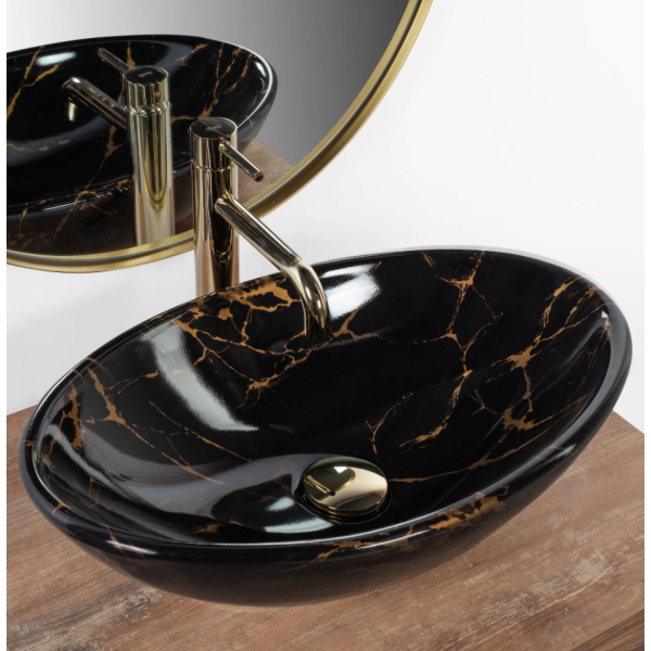 Умивальник (раковина) REA PAMELA BLACK MARBLE SHINY накладний