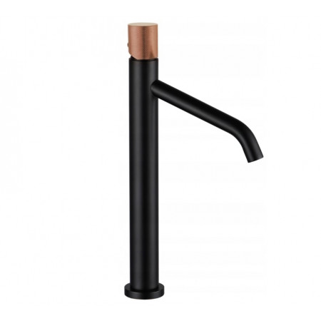 Змішувач для раковини (умивальника) MEXEN RUMBA ONE BLACK ROSE GOLD високий