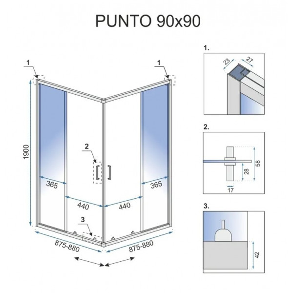 Душова кабіна REA PUNTO 90х90 CHROME *