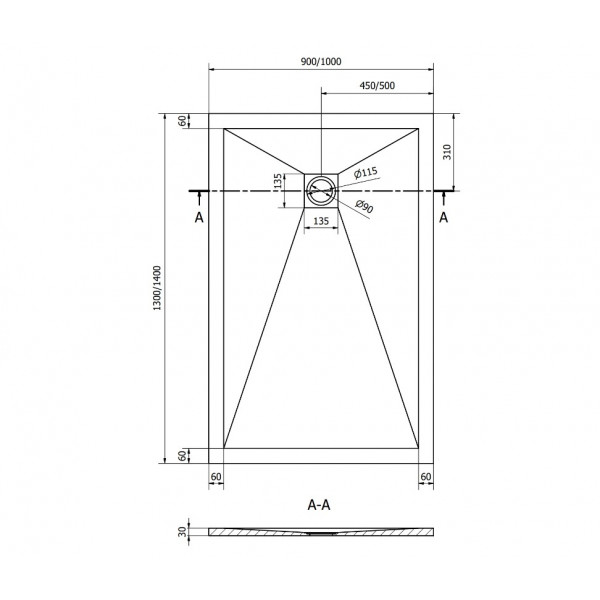 Душовий піддон MEXEN STONE+ 130x90 ANTHRACITE