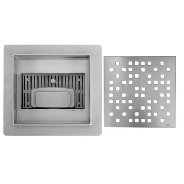 Трап для душу REA DOTS 15x15 NICKIEL BRUSHED