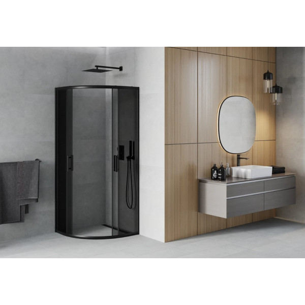Душова кабіна MEXEN RIO 80х80 GRAPHITE BLACK напівкругла