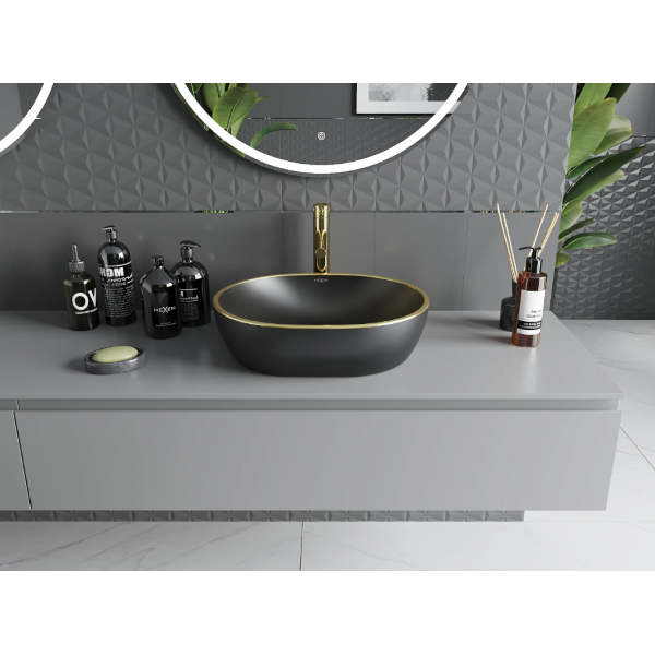 Умивальник (раковина) MEXEN VIKI BLACK GOLD EDGE накладний *