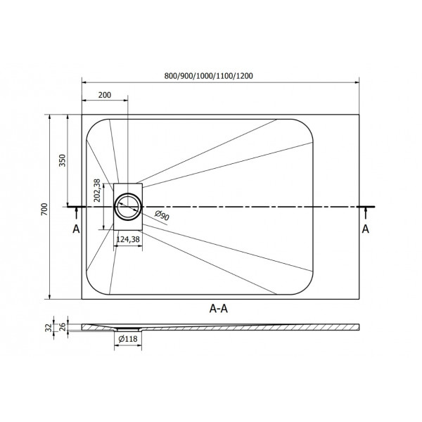Душовий піддон MEXEN HUGO 100x70 GREY