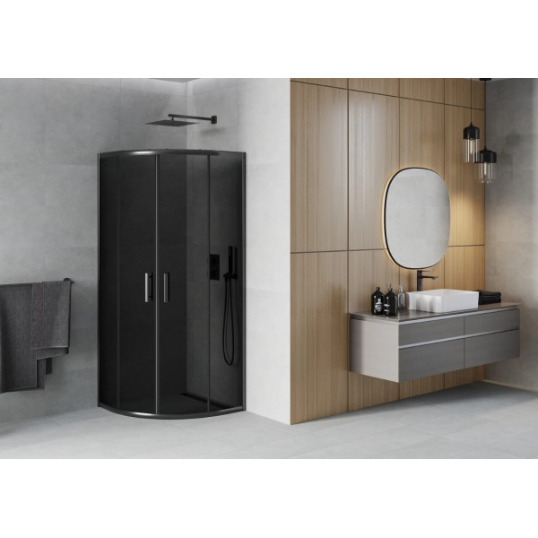 Душова кабіна MEXEN RIO 70х70 GRAPHITE BLACK напівкругла