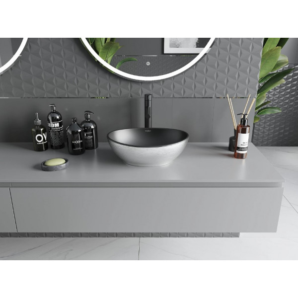 Умивальник (раковина) MEXEN ELZA SILVER BRUSHED BLACK MATT накладний