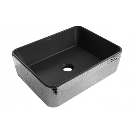 Умивальник (раковина) MEXEN CATIA SILVER BLACK MATT із візерунком накладної