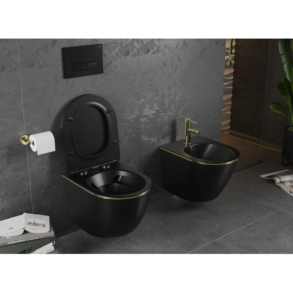 Підвісний унітаз MEXEN LENA BLACK MATT GOLD EDGE *