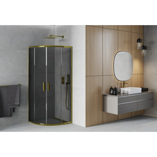 Душова кабіна MEXEN RIO 80х80 GRAPHITE GOLD напівкругла