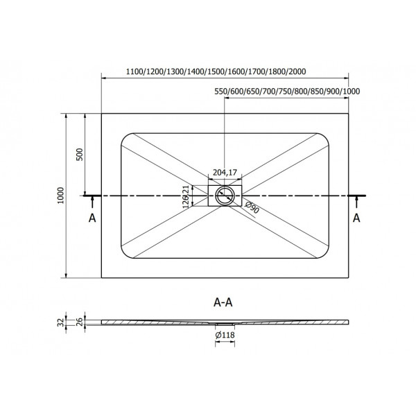 Душовий піддон MEXEN HUGO 200x100 WHITE