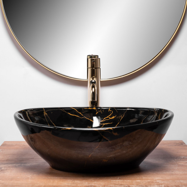 Умивальник (раковина) REA SOFIA BLACK MARBLE SHINY накладний