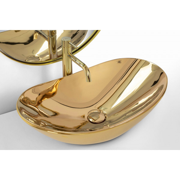 Умивальник (раковина) REA ROYAL GOLD золотий накладний