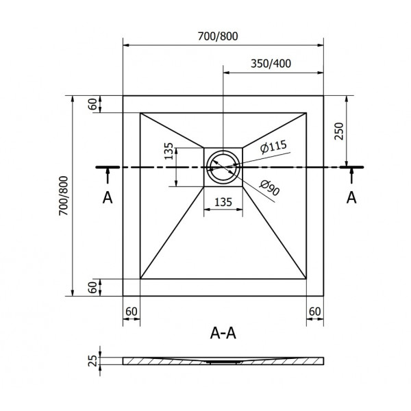 Душовий піддон MEXEN STONE+ 70x70 WHITE