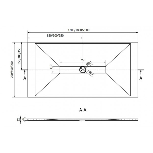 Душовий піддон MEXEN TORO 200x70 BLACK