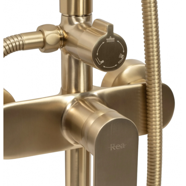 Душовий гарнітур REA VERSO BRUSHED GOLD матове золото з виливом