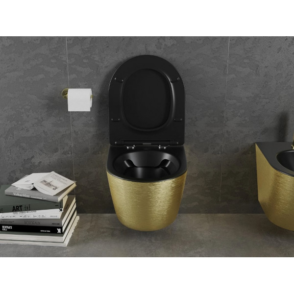 Підвісний унітаз MEXEN LENA BRUSHED GOLD BLACK MATT