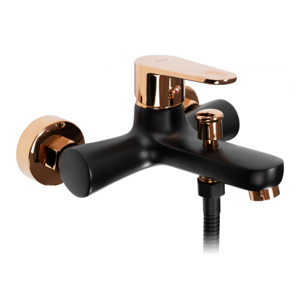 Змішувач для ванни та душу REA MILD BLACK ROSE GOLD настінний з виливом