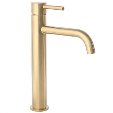 Змішувач для раковини (умивальника) REA LUNGO BRUSHED GOLD золотий матовий високий