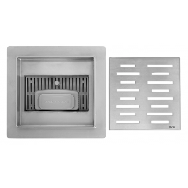 Трап для душу REA LINE 15x15 NICKIEL BRUSHED
