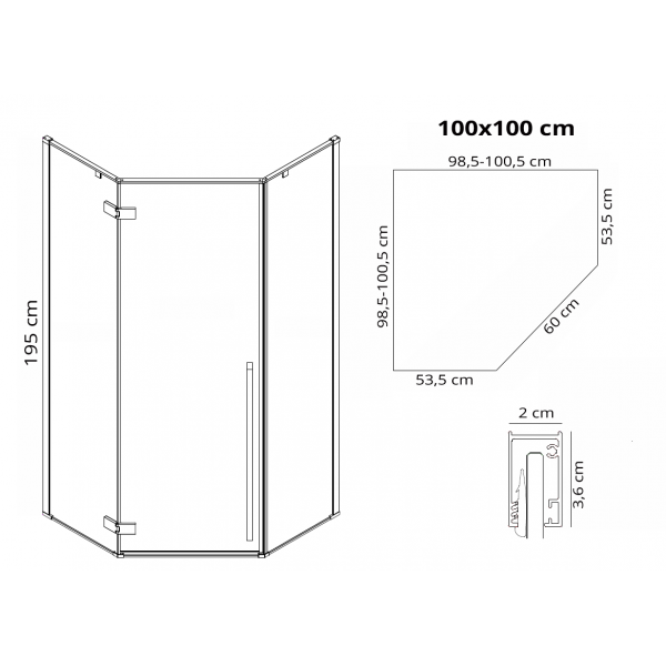 Душова кабіна REA DIAMOND 100х100 GOLD *