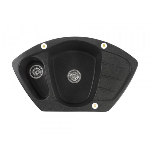 Кухонна мийка GRANITAN COMPACT BLACK чорна з вкрапленням *