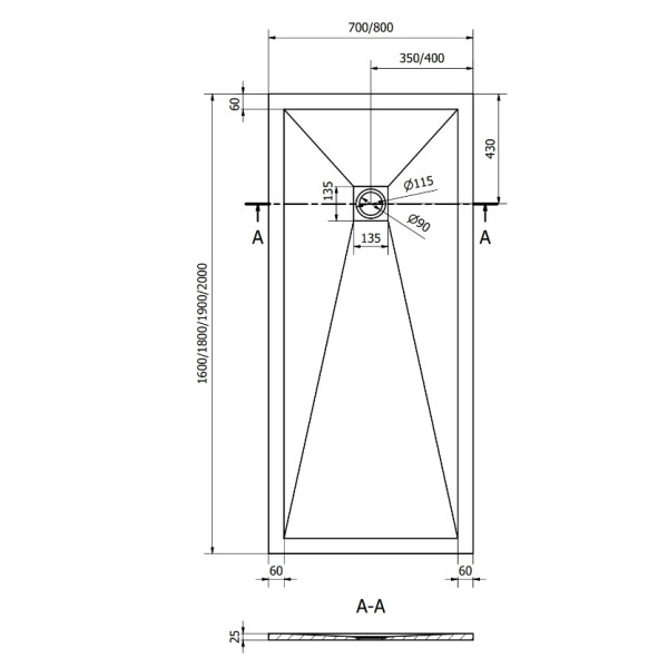 Душовий піддон MEXEN STONE+ 180x80 BLACK