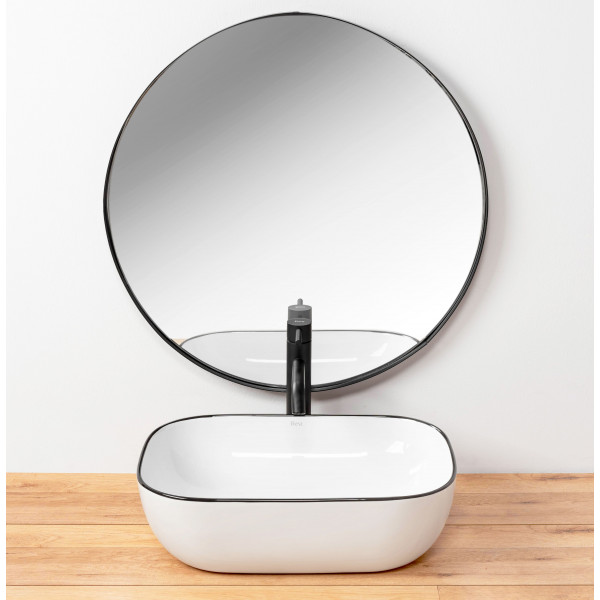 Умивальник (раковина) REA MARBEL WHITE BLACK EDGE накладний *