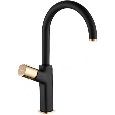 Змішувач для раковини (умивальника) REA SALTO BLACK ROSE GOLD чорний високий