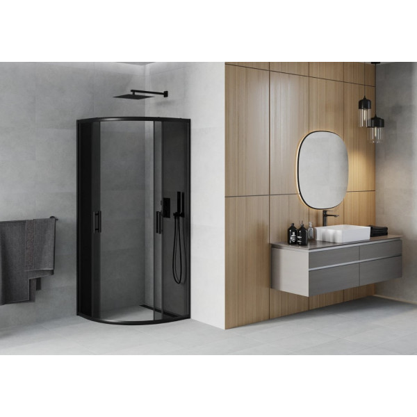 Душова кабіна MEXEN RIO 70х70 GRAPHITE BLACK напівкругла
