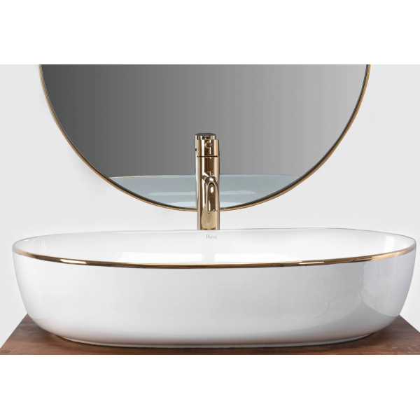 Умивальник (раковина) REA CLEO 61 WHITE GOLD EDGE накладний