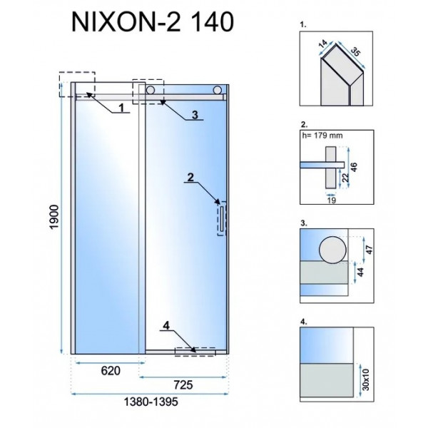 Душові двері REA NIXON-2 140 L CHROME