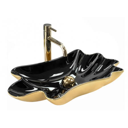 Умивальник (раковина) REA INFINITY GOLD BLACK накладний *