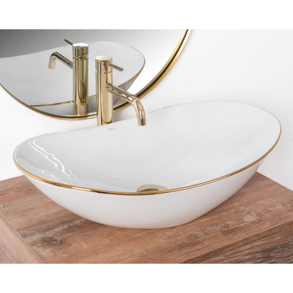Умивальник (раковина) REA ROYAL WHITE GOLD EDGE накладний