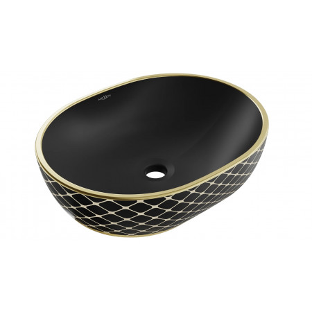 Умивальник (раковина) MEXEN VIKI BLACK MATT DIAMOND GOLD накладний