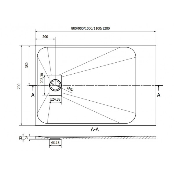 Душовий піддон MEXEN HUGO 150x70 WHITE