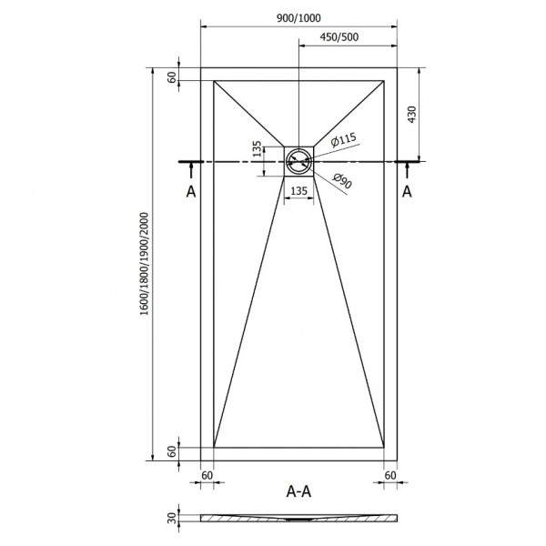 Душовий піддон MEXEN STONE+ 200x90 ANTHRACITE