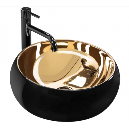 Умивальник (раковина) REA LUNA BLACK MATT GOLD накладний *
