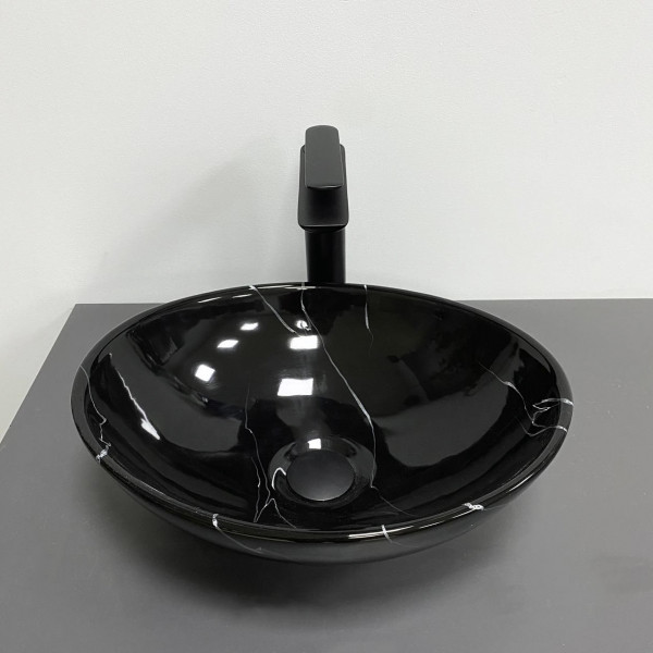 Умивальник (раковина) VBI PARMA BLACK MARMO GLOSSY накладний