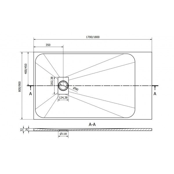 Душовий піддон MEXEN HUGO 170x80 BLACK