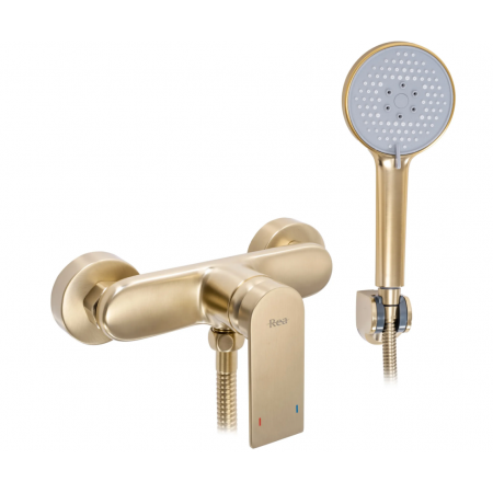 Змішувач для ванни та душу REA VERSO BRUSHED GOLD настінний без виливу