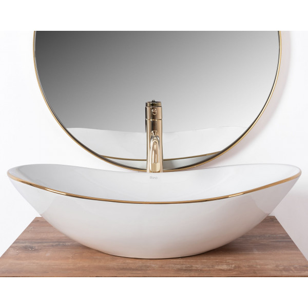 Умивальник (раковина) REA ROYAL WHITE GOLD EDGE накладний