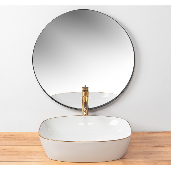 Умивальник (раковина) REA SOL WHITE GOLD EDGE накладний *