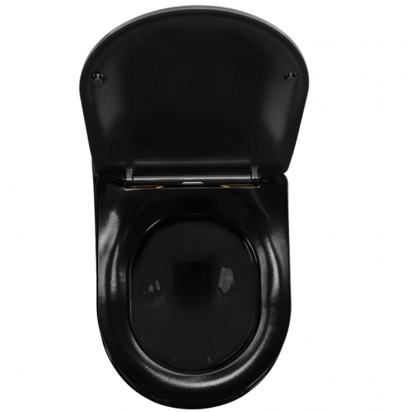 Підвісний унітаз REA CARLO BLACK MINI FLAT GOLD EDGE чорний
