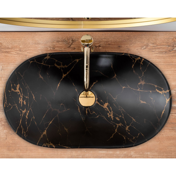 Умивальник (раковина) REA ROYAL 60 BLACK MARBLE MATТ накладний