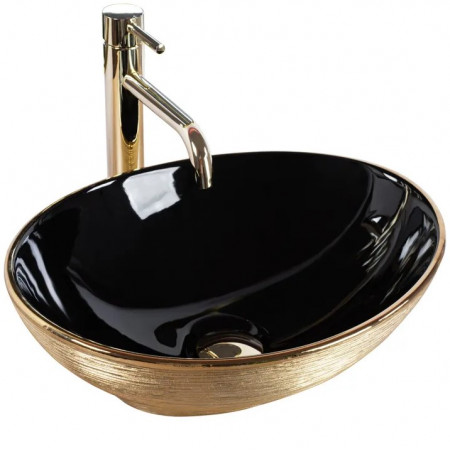Умивальник (раковина) REA SOFIA BRUSHED GOLD BLACK накладний *