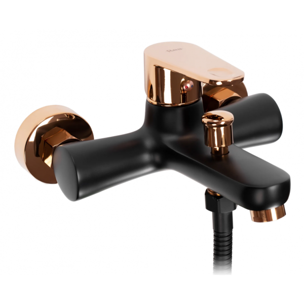 Змішувач для ванни та душу REA MILD BLACK ROSE GOLD настінний з виливом