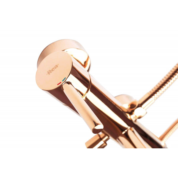 Змішувач для ванни та душу REA LUNGO ROSE GOLD настінний з виливом