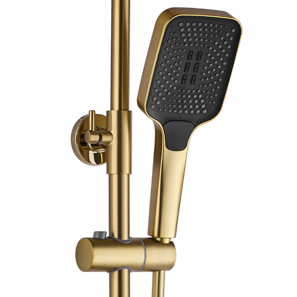 Душовий гарнітур REA ROB BRUSHED GOLD матове золото з термостатом та виливом